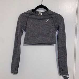 Grey Gymshark vital seamless 2.0 long sleeve crop